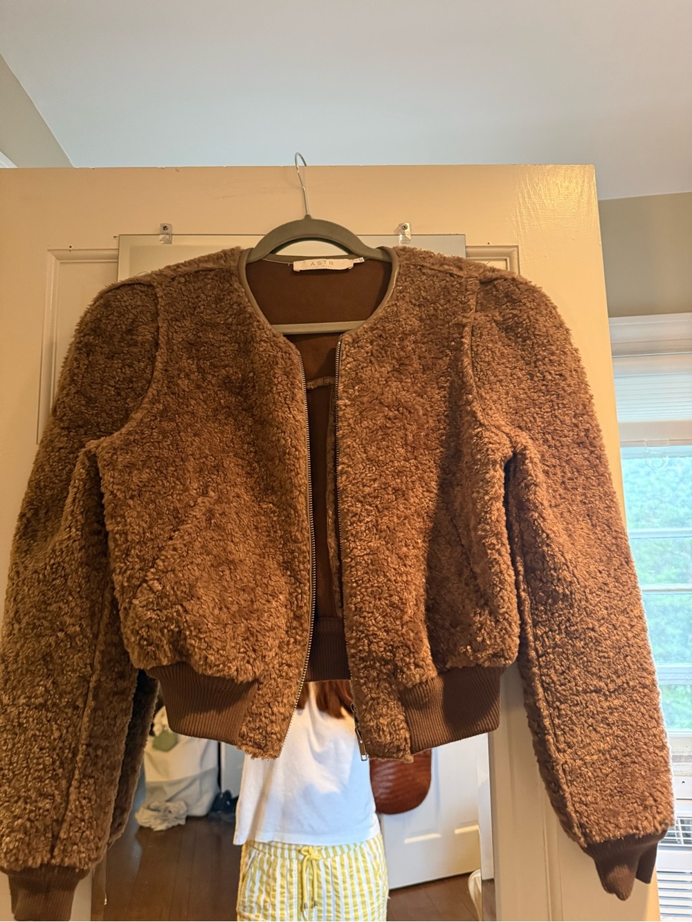 Astr Brown Teddy Bomber Jacket